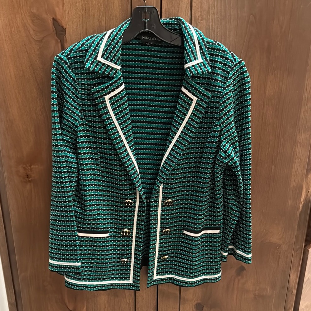 Chic Green Houndstooth Women's Jacket